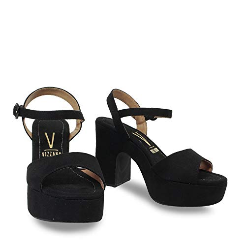 Sandália Feminina Camurça Meia Pata Vizzano Salto Alto 6394.101 - Preto
