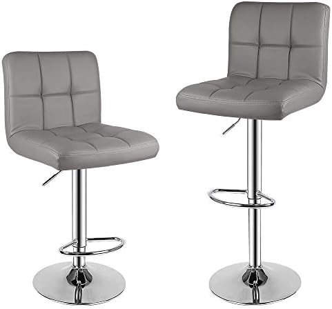 THINFAR Set di 2 Sgabelli da Bar, sgabelli Bar, sgabelli Cucina, Sedia Alta da Bar, Rotazione 360 ​​°, Altezza Regolabile,55-75cm (bianco puro -2