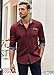 COOFANDY Men's Dress Shirt Long Sleeve Slim Fit Button Up Shirts Wine Red Large