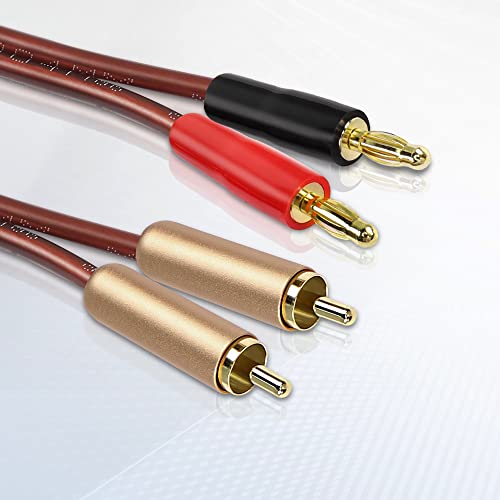 Image of MEIRIYFA 2RCA Plugs to 2 Banana Plugs Speaker Wire, Dual Banana Plug to RCA Male Plug OFC HiFi Speaker Cable for Speaker Subwoofer - 2M