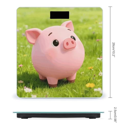 Báscula digital para baño rosa con diseño de cerdos, hasta 180 kg miniatura 2