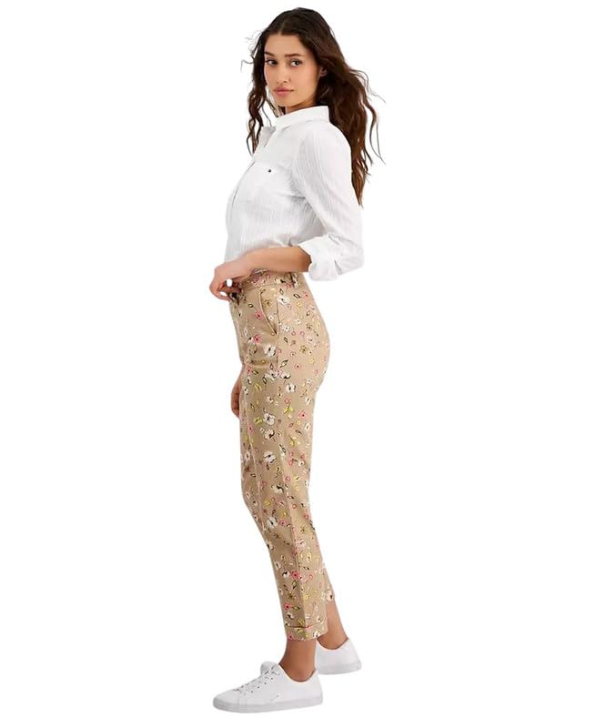 Tommy Hilfiger Women's Floral-Print Ditsy Hampton Chino Rolled-Cuff Pants (Sand Combo, 2)3