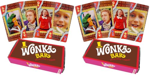 AQUARIUS Willy Wonka Chocolate Bar Premium Playing Cards – Willy Wonka Themed Deck of Cards for Your Favorite Card Games - Officially Licensed Willy Wonka Merchandise & Collectibles (Pack of 2)