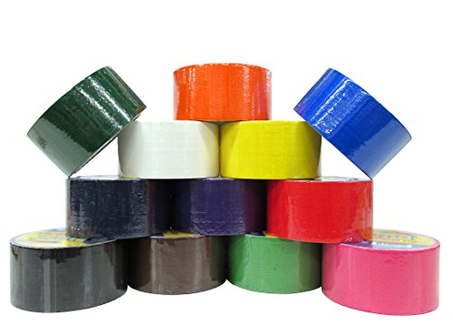 12 Unit Set of Colored Duct Tapes (6 Darker Colors + 6 Lighter Colors) - Each Roll is 1.89
