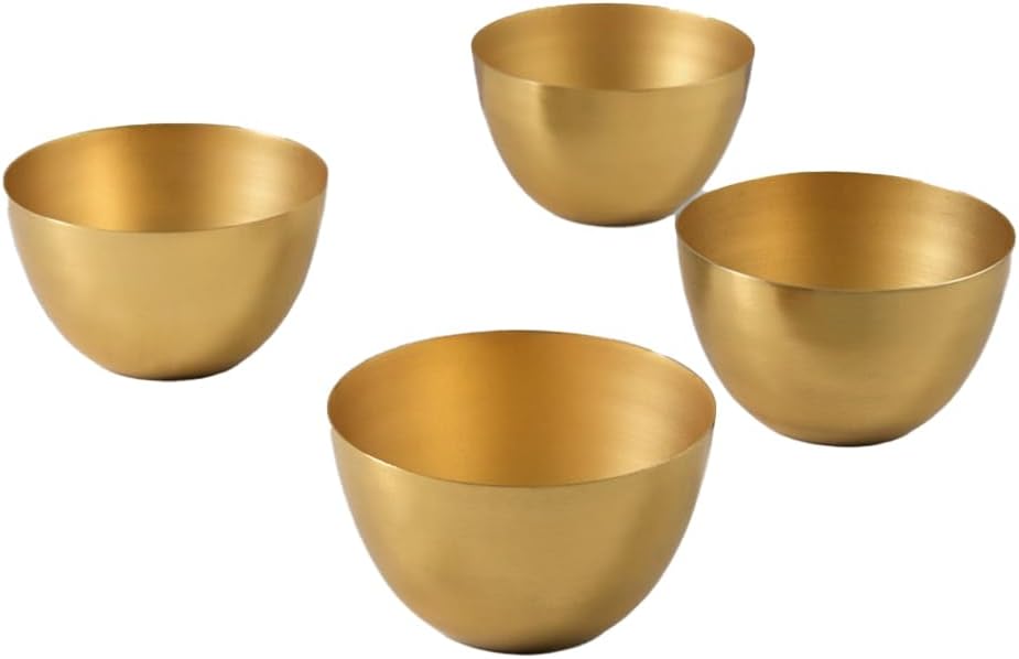 Serene Spaces Living Gold Colored Metal Bowl Ideal for Weddings, Parties, Events, Restaurants, Home Decor (Extra Small - Pack of 4)