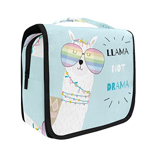 senya Hanging Travel Toiletry Bag Kit Makeup Case Cosmetics Organizer for Men Women (Llama Alpaca Drama)