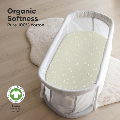 image for KeaBabies 2-Pack Organic Bassinet Sheets for Girls, Boys - 100% Cotton