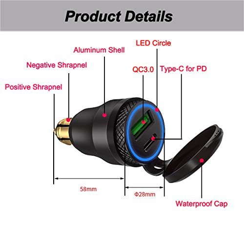 Image of iMESTOU Aluminum DIN Plug 30W 5A Power Delivery Motorcycle Dual USB Charger QC 3.0 Quick Charge Power Adapter Waterproof Fits for 12V-24V BMW Ducati Triumph DIN Socket
