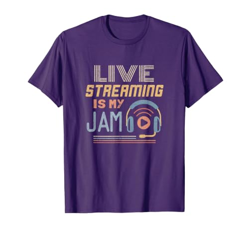Live Streaming - Funny Web Streamer T-Shirt, Men, Purple, 3X-Large
