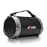 AXESS SPBT1037 Portable Bluetooth Indoor/Outdoor 2.1 Hi-Fi Cylinder Loud Speaker with Built-In 4