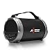 AXESS SPBT1037 Portable Bluetooth Indoor/Outdoor 2.1 Hi-Fi Cylinder Loud Speaker with Built-In 4" Sub + Vibrating Disk and SD Card, USB, AUX Inputs in Gray