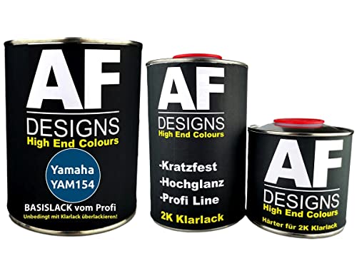 1,25 - Kit de peinture de base pour Yamaha YAM154 - Bleu métallisé - Vernis transparent - Durcisseur de moto prêt à pulvériser