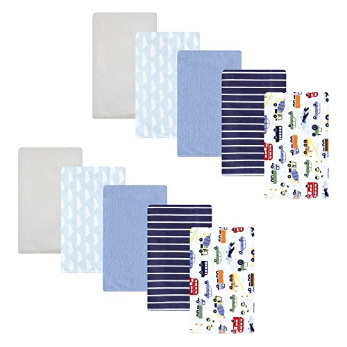Image of Hudson Baby Unisex Baby Cotton Flannel Burp Cloths, Colorful Transportation, One Size