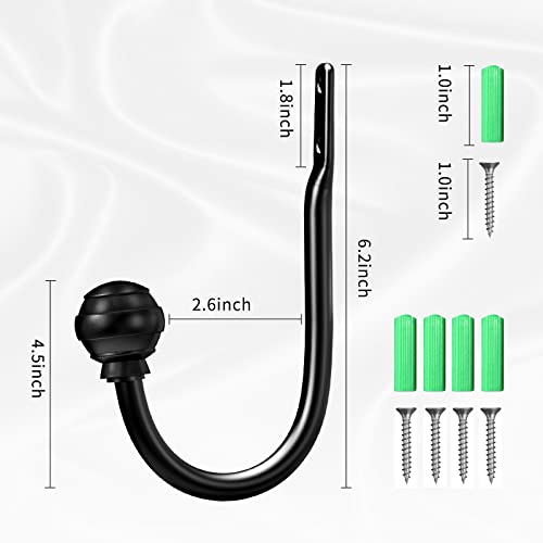 Hion Curtain Holdbacks Black, 2pcs Wall-Mounted Metal Curtain Tie Backs Curtain Hooks Holders for Hanging Curtains Other Items - Image 2