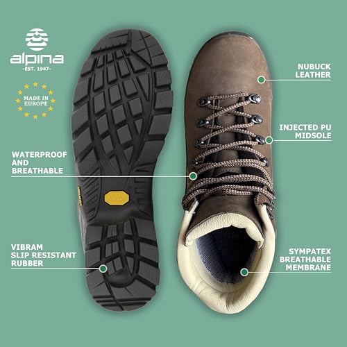 Alpina TIBET Women's Waterproof Boots - Hiking | Backpacking | Mountaineering | Premium Waterproof Ankle High Shoes | All Weather Grip Sole | Breathable Membrane | Made in Europe2