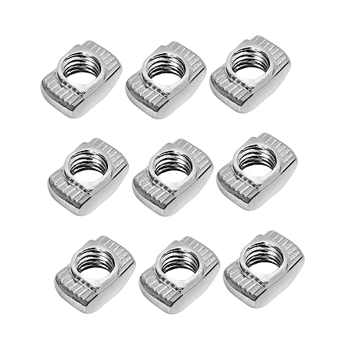 SOLUSTRE Carbon Steel Aluminum Profile T-nut 200pcs European T-nut Nickel Plated High Hardness for Extruded Aluminum Hardware