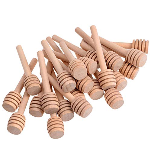 zxbaers Wood Honey Dipper Sticks, 24 PCS Portable Wooden Jam Honey Dipper Honey Sticks for Honey Jar Dispense Drizzle Honey, Wedding Party Favors(Individually Wrapped, 3.1in)