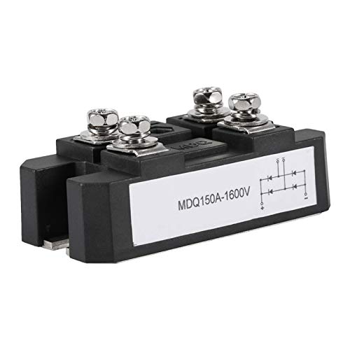 Rectificador 150a, Rectificador diodos 24v 50a, Rectificador de puente de diodo monofásico negro 150 Amp Alta potencia 1600 V, para fuente de alimentación y convertir salida de CA a salida de CC