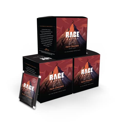 Image of Rage Coffee 30 x Instant Coffee Sachets Pack | Dark Chocolate Flavoured Coffee | Made Using 100% Arabica Coffee Beans | Black Coffee, Hot or Cold Coffee