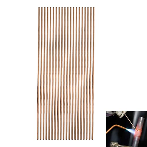Copper Welding Rod, Selffluxing Phosphor Copper Round Welding Brazing Rod Low Temperature Easy Melt Welding Consumables for Air Conditioner Refrigerators (20Pcs, 250 x 2.5mm) (Copper)