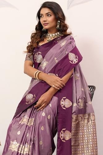 Image of SGF11 Women's Kanjivaram Pure Soft Silk Saree With Unstitched Blouse Piece