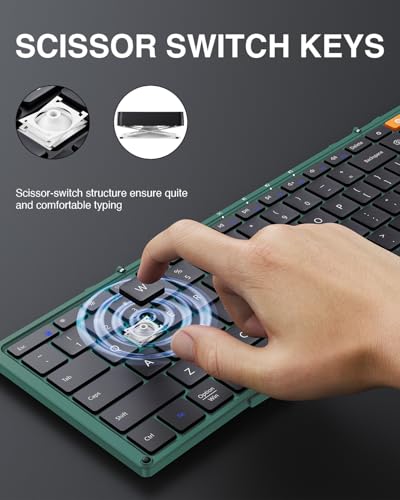 Image of ProtoArc XK01 Full-Size Foldable Bluetooth Keyboard for Travel, Green | 105 keys, number pad, 0.65in keycaps, 3-device Bluetooth 5.1 switching, USB-C charging, for laptop tablet phone
