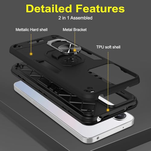 Image of NDCOM Redmi 12 5G & Poco M6 Pro 5G Back Cover with Kickstand Ring Holder
