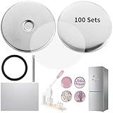 100 Sets Fridge Metal Buttons, 2.28 Inch/58 mm Round Blank Button Badge Parts, Magnet Tinplate DIY Badge Kit with Clear Films, Adsorptive Button Crafts Compatible with Button Maker Machine