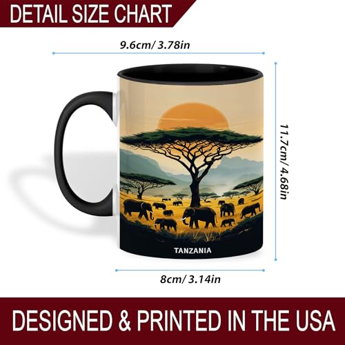 Taza de cerámica negra 11 oz con diseño safari africano miniatura 5
