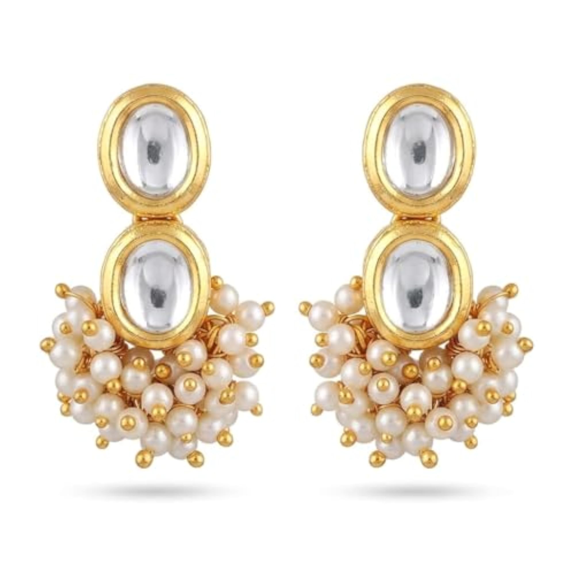 Women's Pearl and Crystal Stud Earrings, Elegant Ear Jacket Style