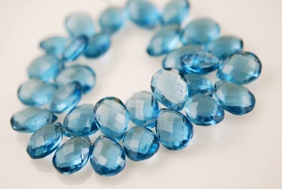 LKBEADS Sky blue color hydro quartz pears Faceted 15 x 10 mm 6 pieces
