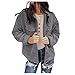 Cappotti da donna in tinta unita, con taschino in peluche, a maniche lunghe, con bottoni, con cappuccio, cardigan leggero e impermeabile, per attività all'aperto, leggero, grigio, XXL