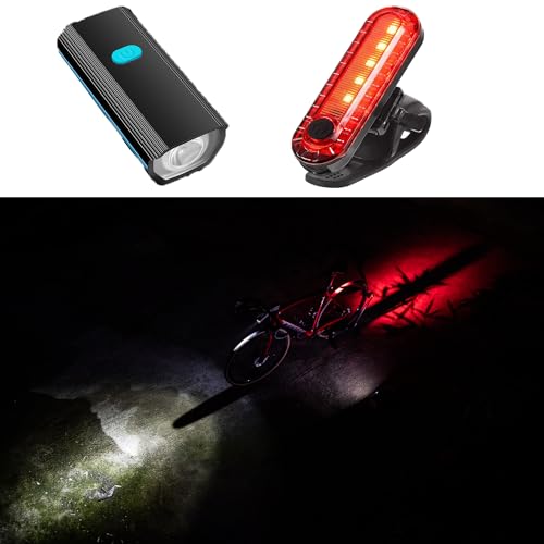 Rechargeable Bike Lights with Electric Bell and Tail Light, Ultra Bright Waterproof Bicycle Headlight with Quick-Release, for Night Riding, Road Mountain Bike Accessories for Kids Adults.