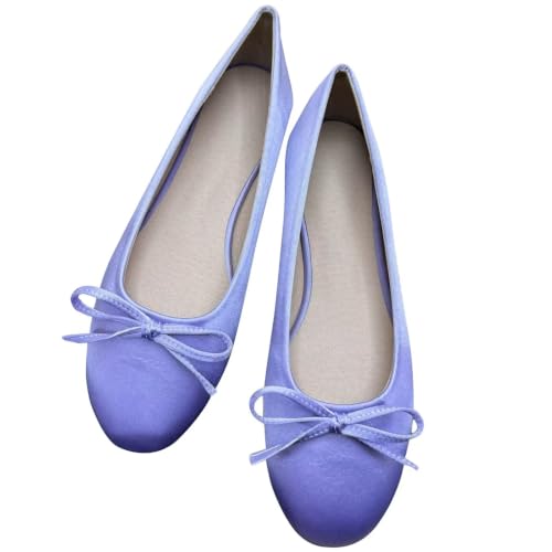Image of TN TANGNEST Women's Velvet Flats Round Toe Ballet Shoes | Elegant Bowknot Flats Comfortable Casual Slip On Flats for Work