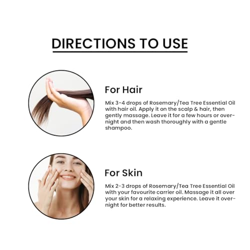 Image of Khadi Organique Rosemary Essential Oil & Tea Tree Essential Oil Combo For Potential Hair Growth, Hair Fall Control & Reduce Dark Spots | Therapeutic Grade Essential Oils for all Skin Types - 2x15ml