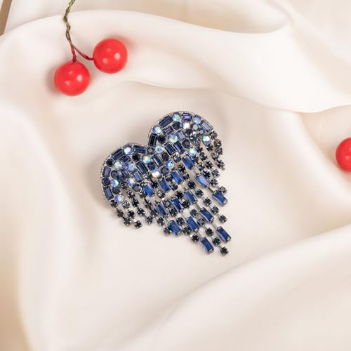 Image of LAXPICOL Vintage Cute Red Love-Heart Austrian Crystal Brooch Broach Pin for Women