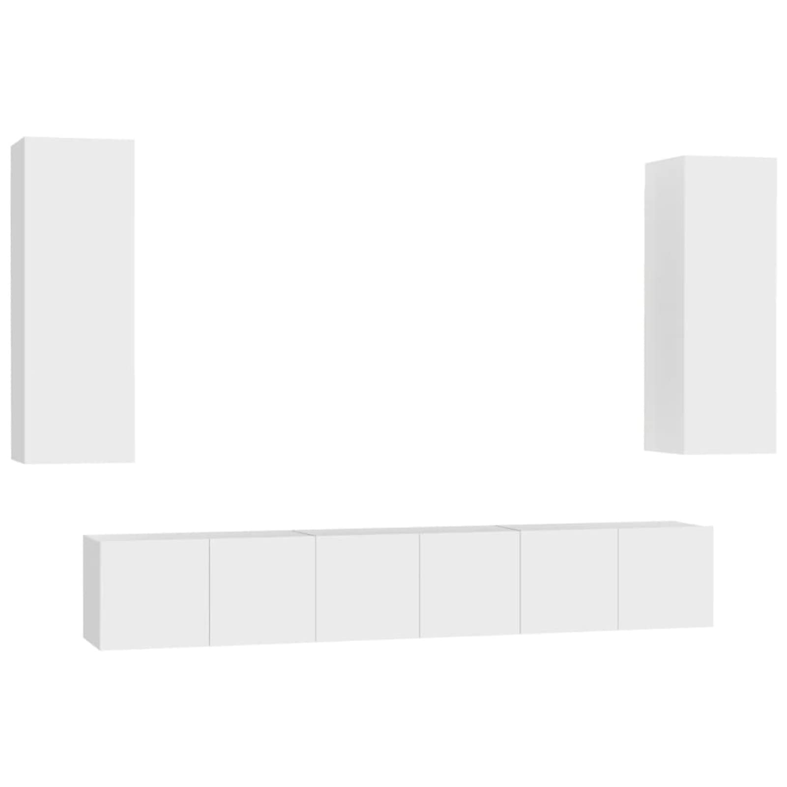 GuyAna Juego de Mueble para TV de 5 Piezas Juegos de Muebles Muebles de Salon TV Muebles de Salon Mueble TV Cuarto Madera contrachapada Blanco
