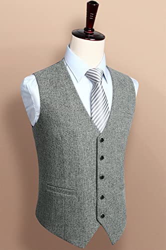 HISDERN Gilet Grigio Chiaro da Uomo Elegante