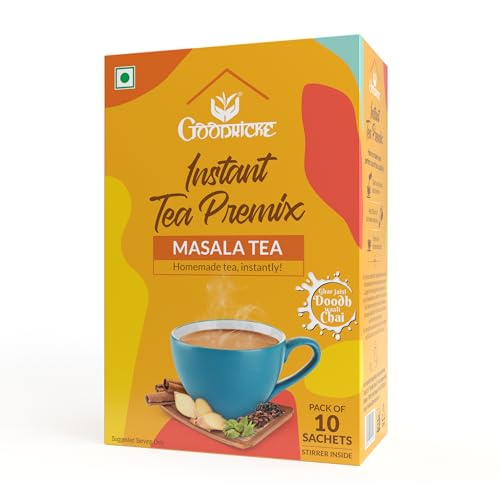 Image of Goodricke Instant Masala Tea Premix, Authentic Homemade Taste, Spiced Chai Ready to Drink Tea Sachets, 10 nos