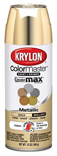 Krylon K15151002 ColorMaster Paint + Primer, Metallic, Gold, 12 oz