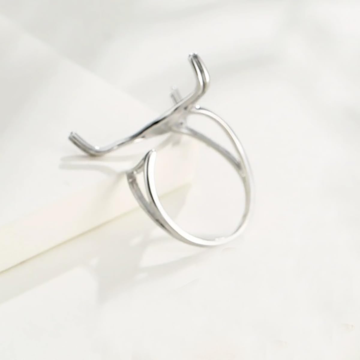925 Sterling Silver Claw Ring Blank Ring Base Setting for Irregular Gemstone Setting Handmade Jewelry DIY Ring for Women