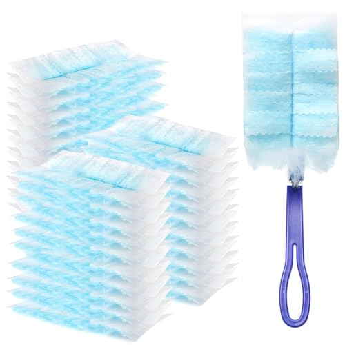 Image of 30 Count Duster Refills, Disposable Static Dust Removal Brush Replacement Head Compatible with Swiffer Duster Refills for Dusting Electronics Furniture Blinds Ceiling Fans, with 1 Short Handle (30)
