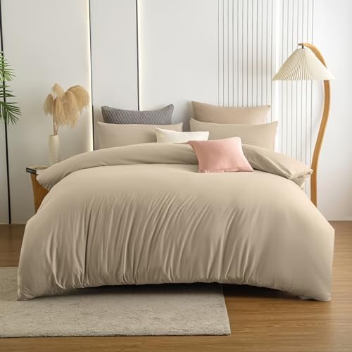 Soifox Bettwäsche 220x240 Sandy Beige - weich und angenehm bügelfrei &...