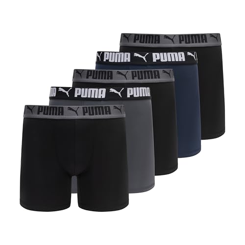 PUMA Herren-Boxershorts, 5er-Pack, Schwarz/Grau/Marineblau, Large 1