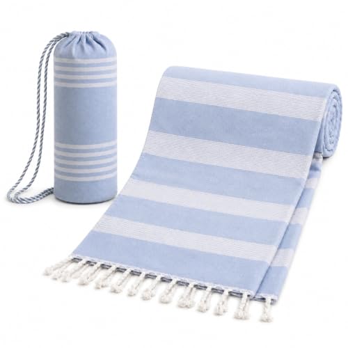 BOSKIMO Toalla Playa Grande con Bolsa   Pareo Fouta Rayas y Flecos