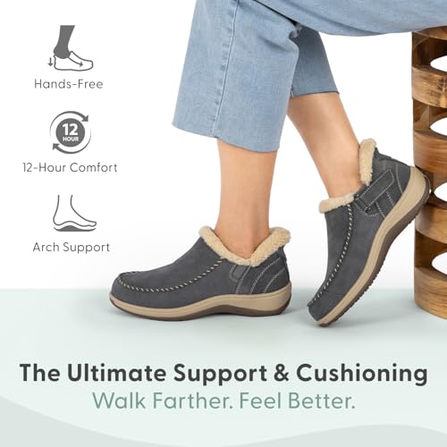 Orthofeet Women's Orthopedic Leather Lorin Hands-Free Slipper2