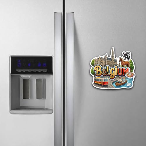 Image of Fridge Magnet | Premium Engineered Wood Laser Cut Multicolour Travel Decor | Landmark Design Refrigerator Magnet - Belgium