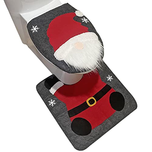 Weihnachts-Toilettensitzbezug, Toilettensitzbezug und Teppich-Set, Badezimmer-Toilettensitze, Weihnachtsthema, Weihnachtsmotiv, Toilettendeckelbezüge für Badezimmerdekorationen – Bild 8