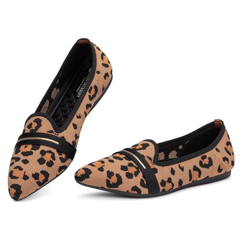 Image of Frank Mully Women's Casual Loafer Flats Slip On Loafer Shoes Comfortable Knit Flat Shoes Classics Pointy Toe Loafer Flats,for Work,Travel