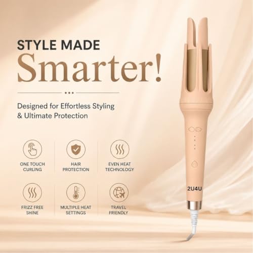Image of 2U4U Automatic Hair Curler | Effortless Hair Styling with Adjustable Temperature and Smooth Rotating Design for Perfect Curls on All Hair Types